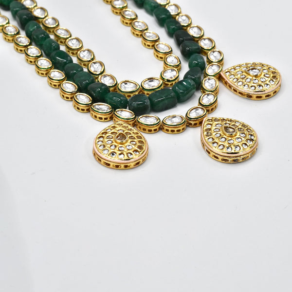 Zenobi Kundan Green Necklace Set - The Pashm