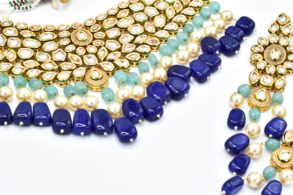 Nosheen Navy Blue Kundan Necklace Set - The Pashm