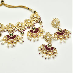 Nooran Red Polki Necklace Set - The Pashm