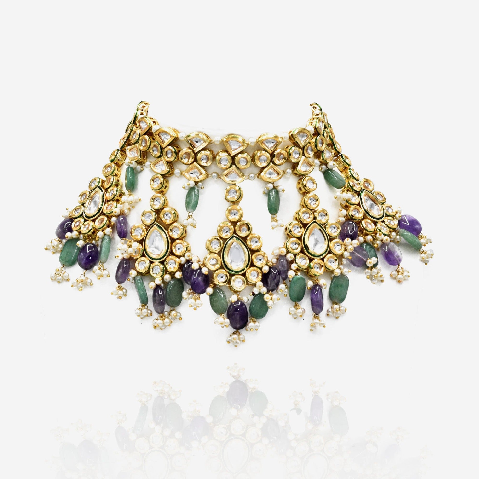 Kanika Purple Green Kundan Set - The Pashm