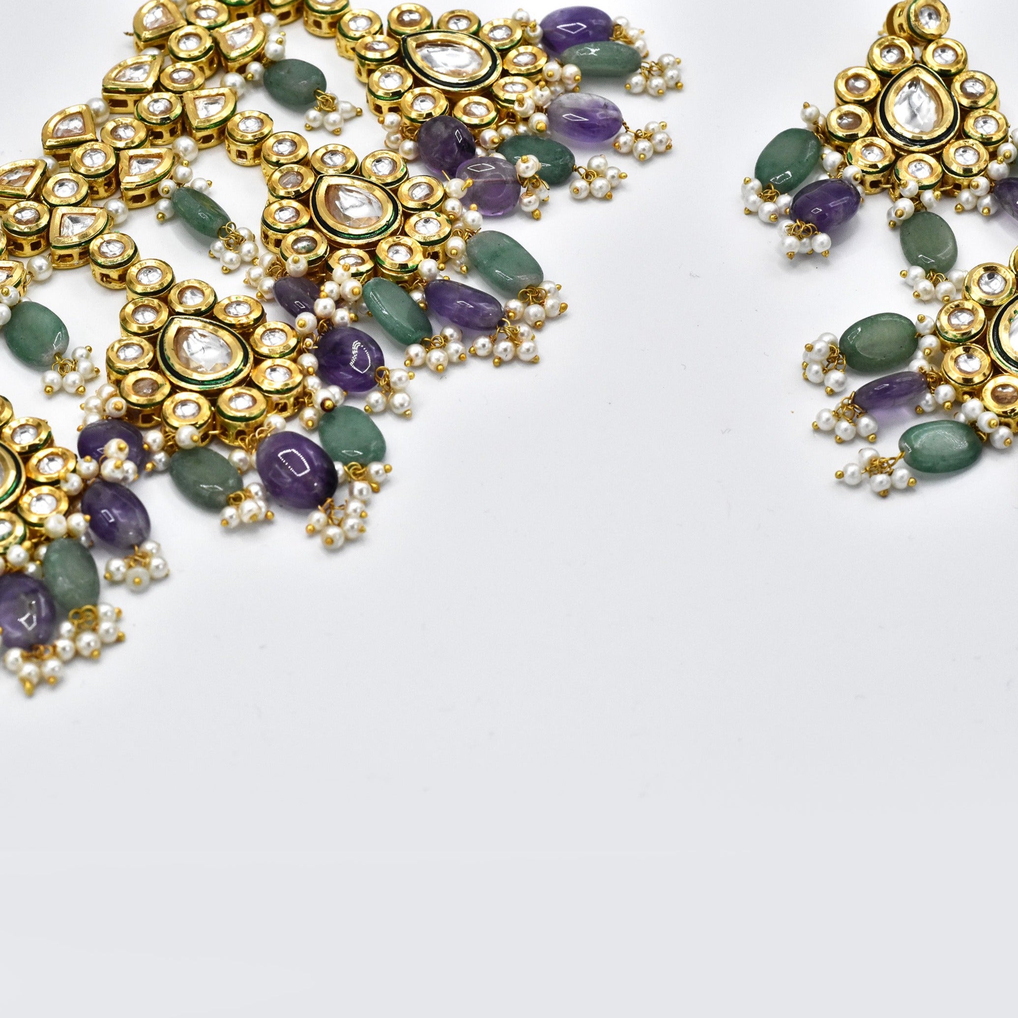 Kanika Purple Green Kundan Set - The Pashm
