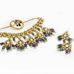 Kanika Purple Green Kundan Set - The Pashm