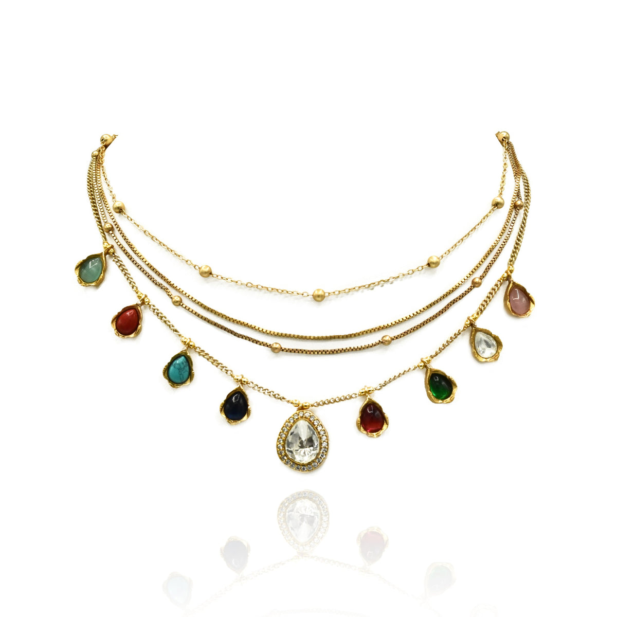 Regina Layered Charms Necklace Multicolor - The Pashm