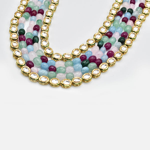 Nuzzhat Multicolor Kundan Beaded Necklace Set - The Pashm