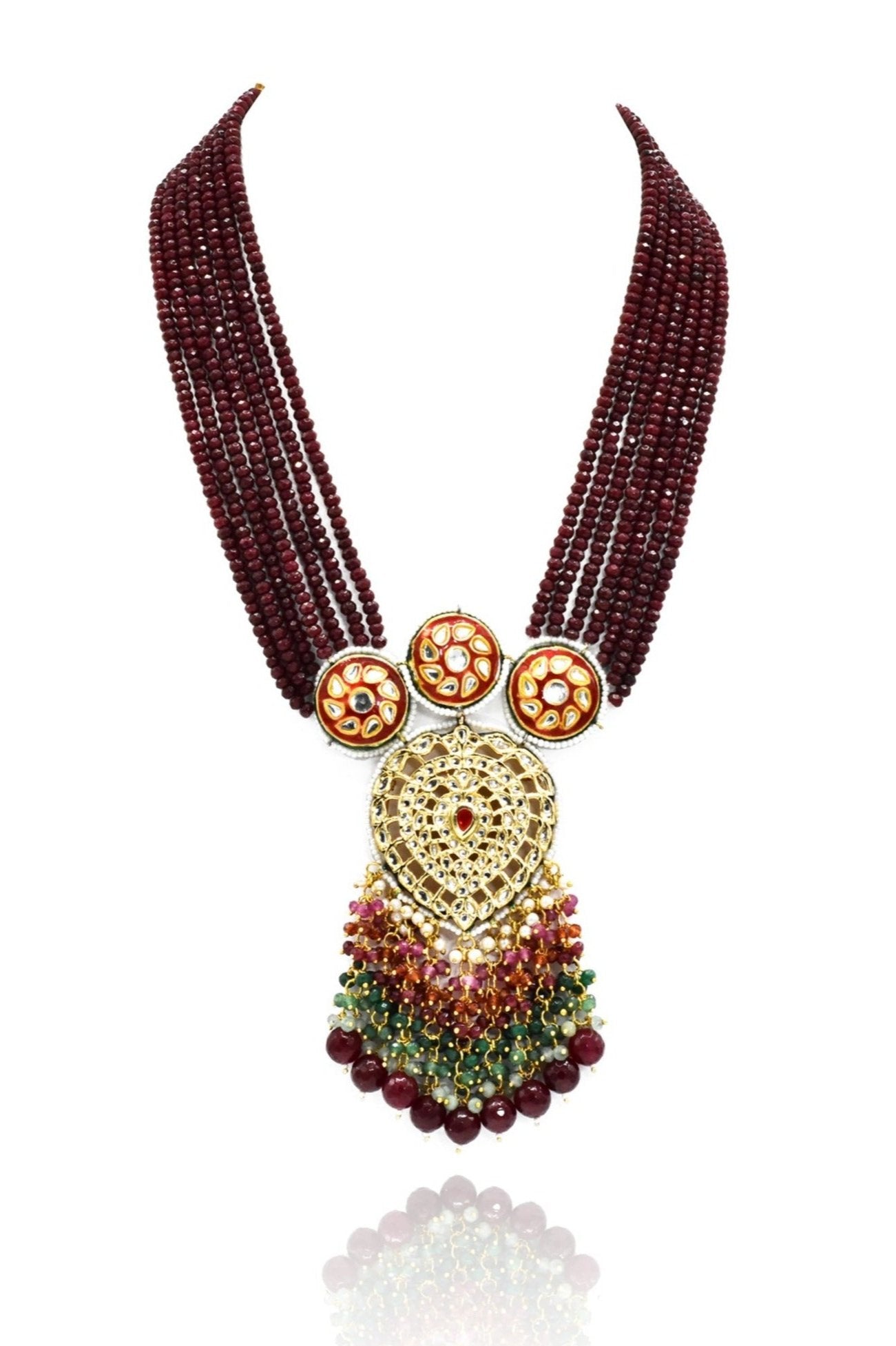 Sakeenah Kundan Necklace Set Red - The Pashm