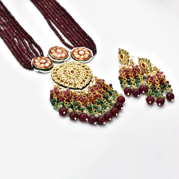 Sakeenah Kundan Necklace Set Red - The Pashm