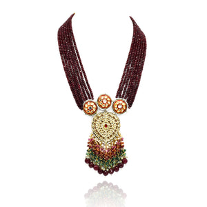 Sakeenah Kundan Necklace Set Red - The Pashm