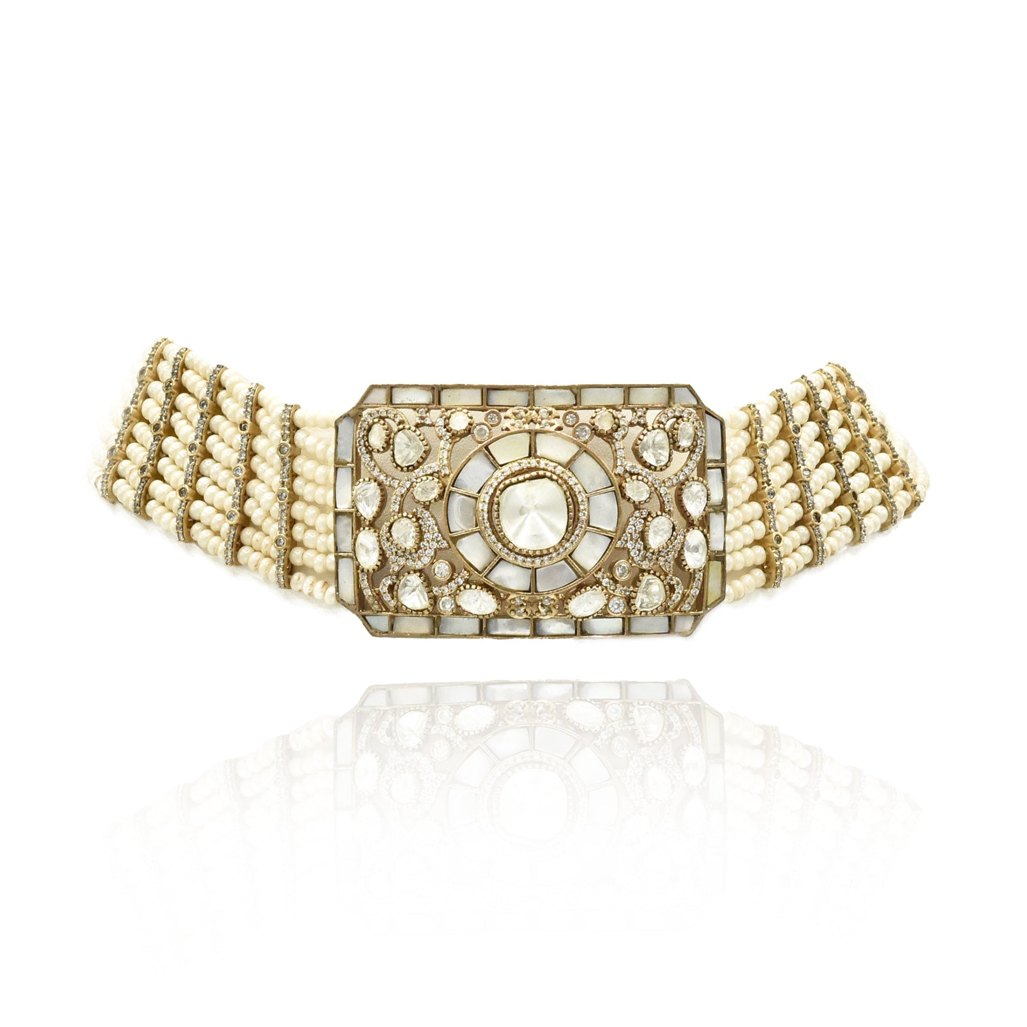 Naisha Polki MOP Beaded Choker Set - The pashm
