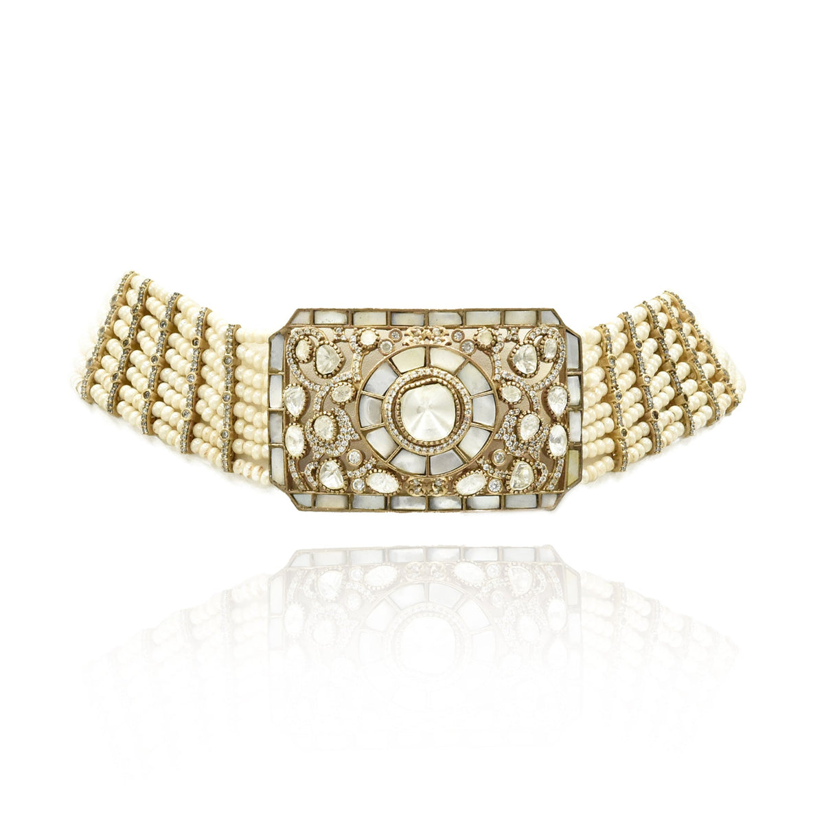 Naisha Polki MOP Beaded Choker Set - The pashm