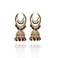 Lalita Jhumka Earrings Maroon - The Pashm