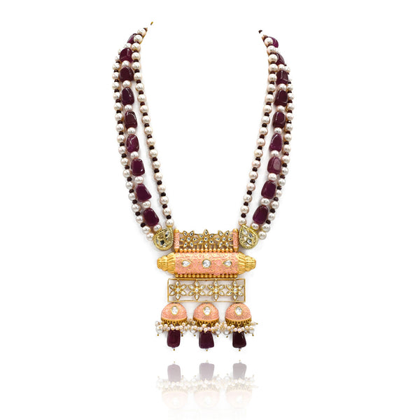 Aadhya Meenakari Pendant  Necklace - The Pashm