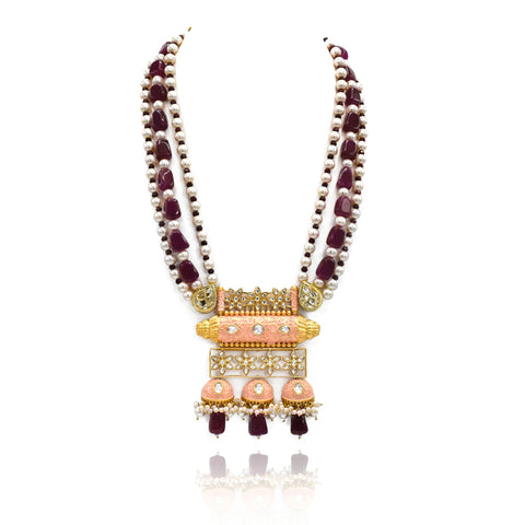 Aadhya Meenakari Pendant  Necklace - The Pashm