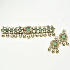 Zareen Mint & Blush Polki Bridal Choker - The Pashm