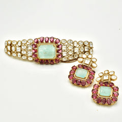 Ziva Mint & Ruby Polki Bridal Choker - The Pashm