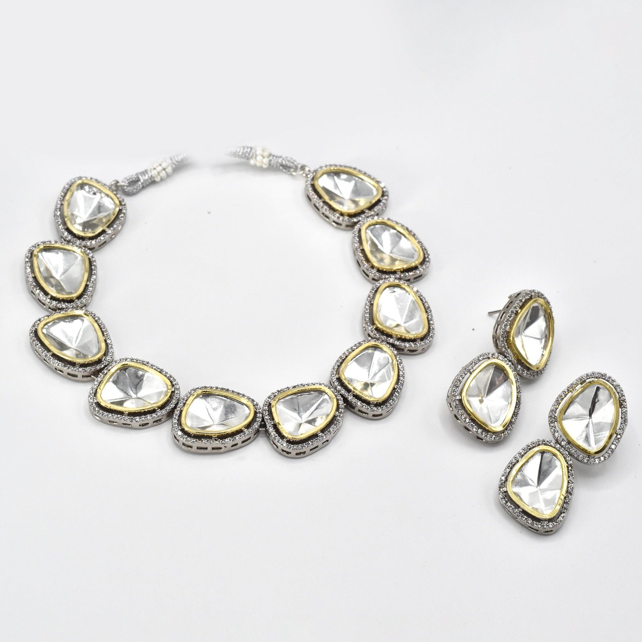 Aida Moissanite Studded Necklace Set - The Pashm