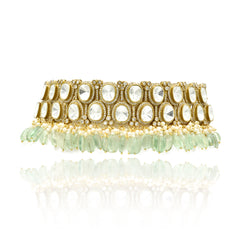 Urvashi Mint Green Drops Moissanite Choker Set - The Pashm