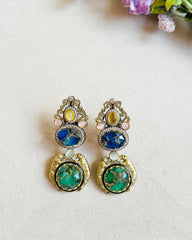 Omisha Blue Mosaic Statement Earrings - The Pashm
