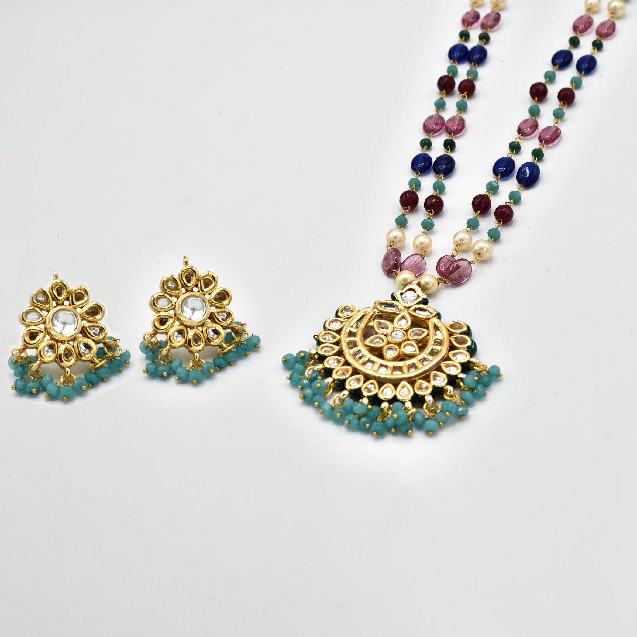 Prachi Multicolor String Kundan Pendant Set - The Pashm