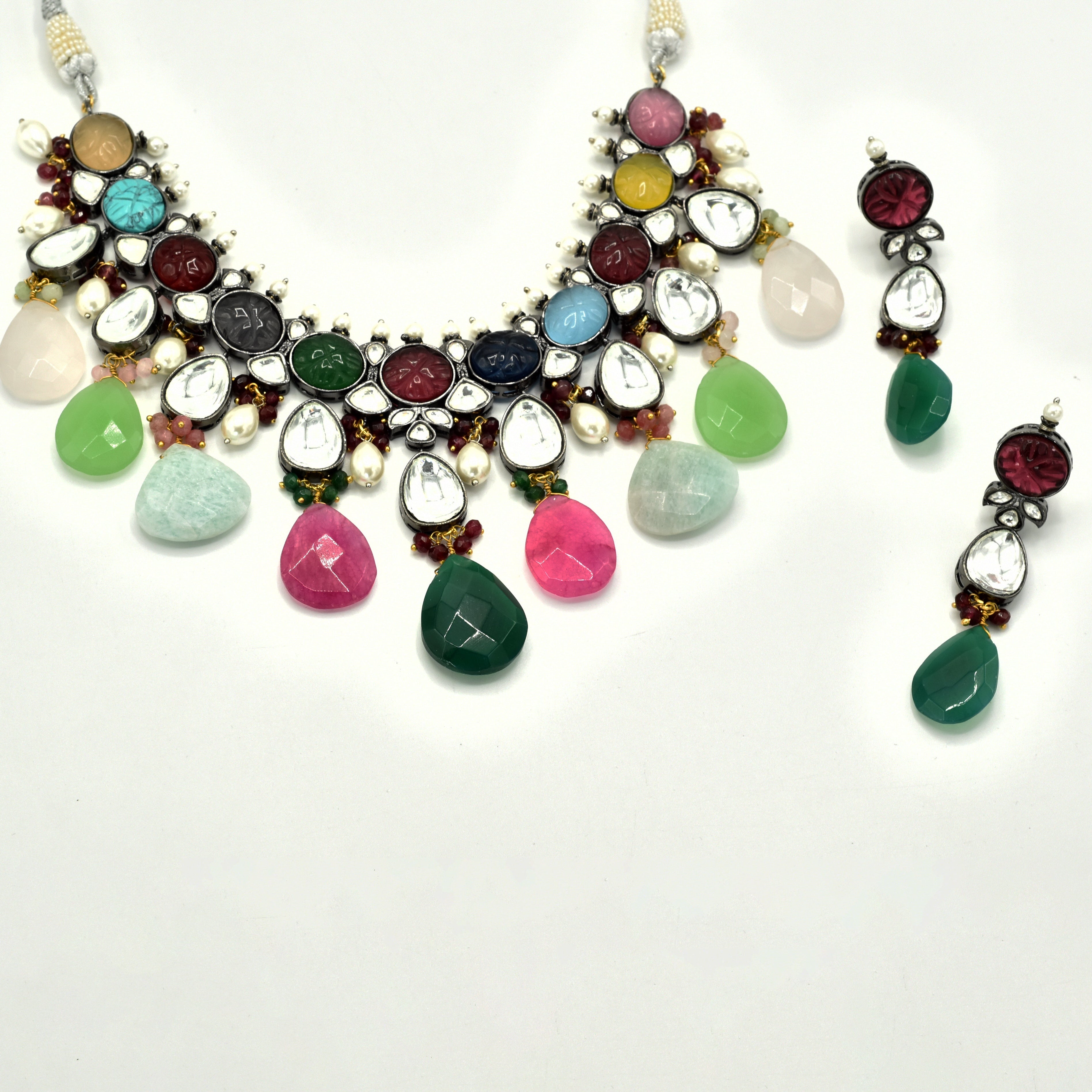 Shrisha Multicolor Stone Drops Necklace - The Pashm