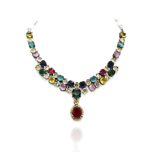 Sobhita Colored Stones Crystal Handmade Necklace - The Pashm