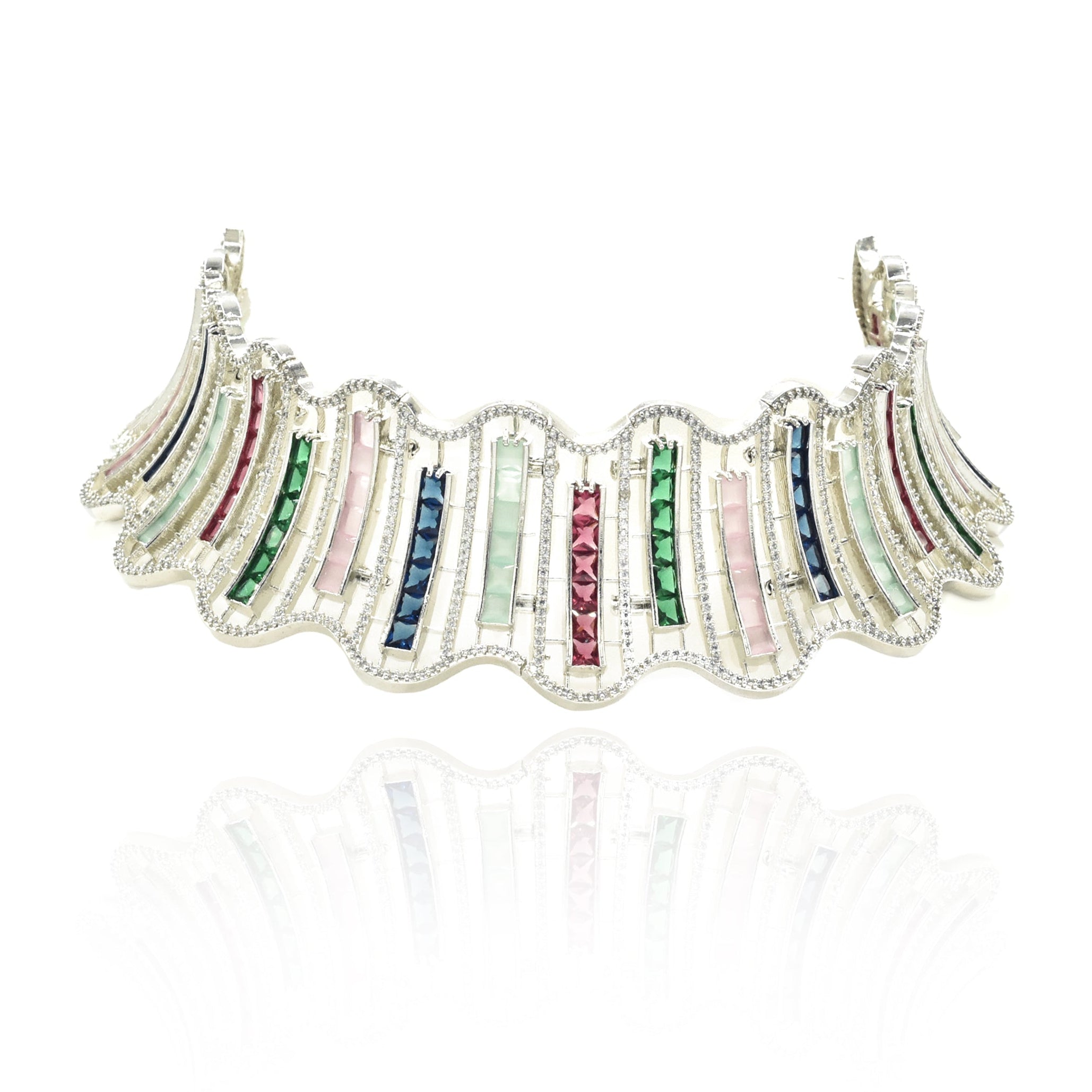 Medina Multicolor Art Deco Statement Choker Set - The pashm