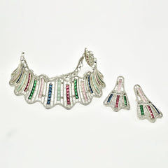Medina Multicolor Art Deco Statement Choker Set - The pashm