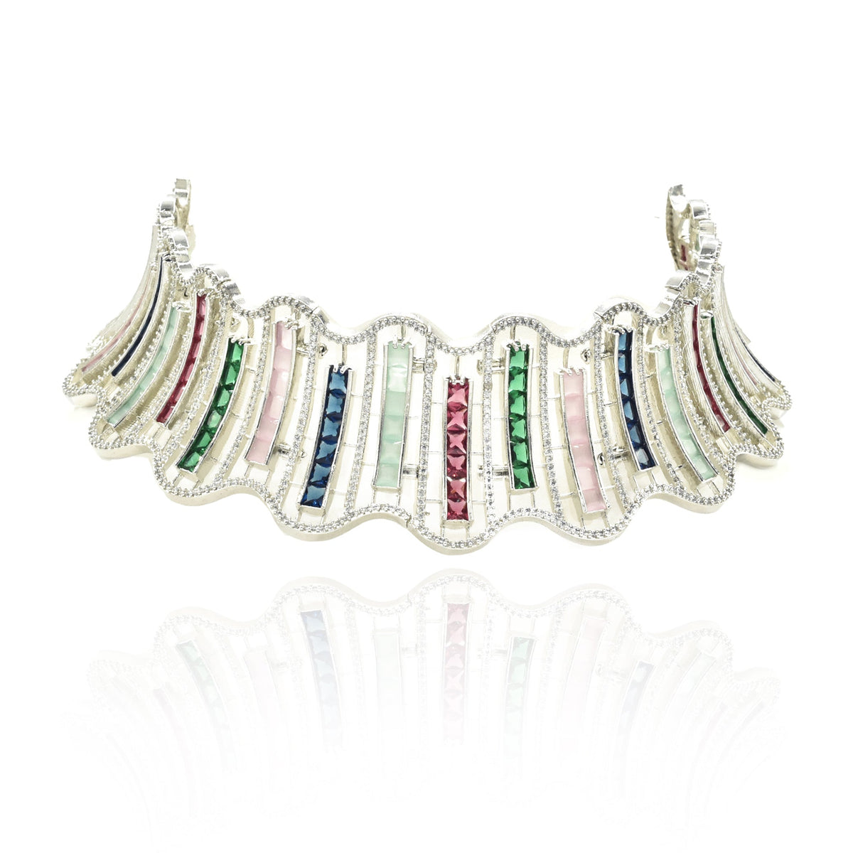 Medina Multicolor Art Deco Statement Choker Set - The pashm
