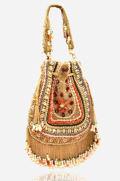 Gold Multi Colored Tassel Bag - The Pashm