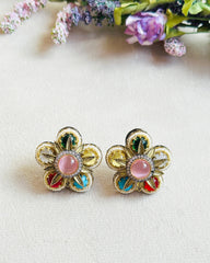 Binita Multicolor Floral Statement Stud Earrings