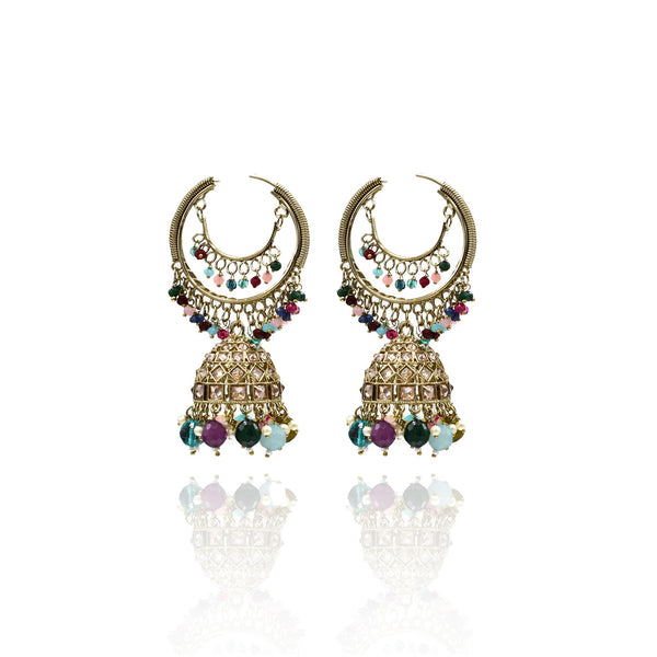 Lalita Jhumka Earrings Multicolor - The Pashm