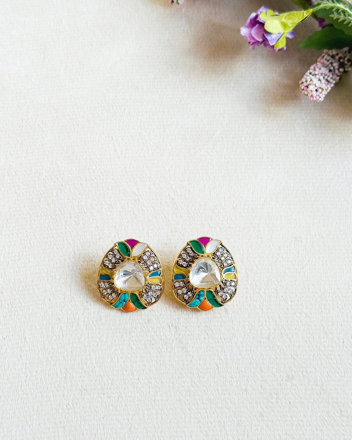 Shya Multicolor Moissanite Stud Earrings - The Pashm