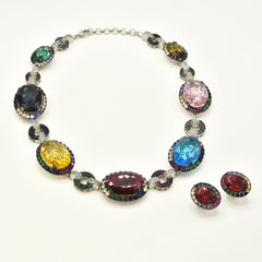 Ardena Multicolor Gemstone Statement Necklace Set - The Pashm