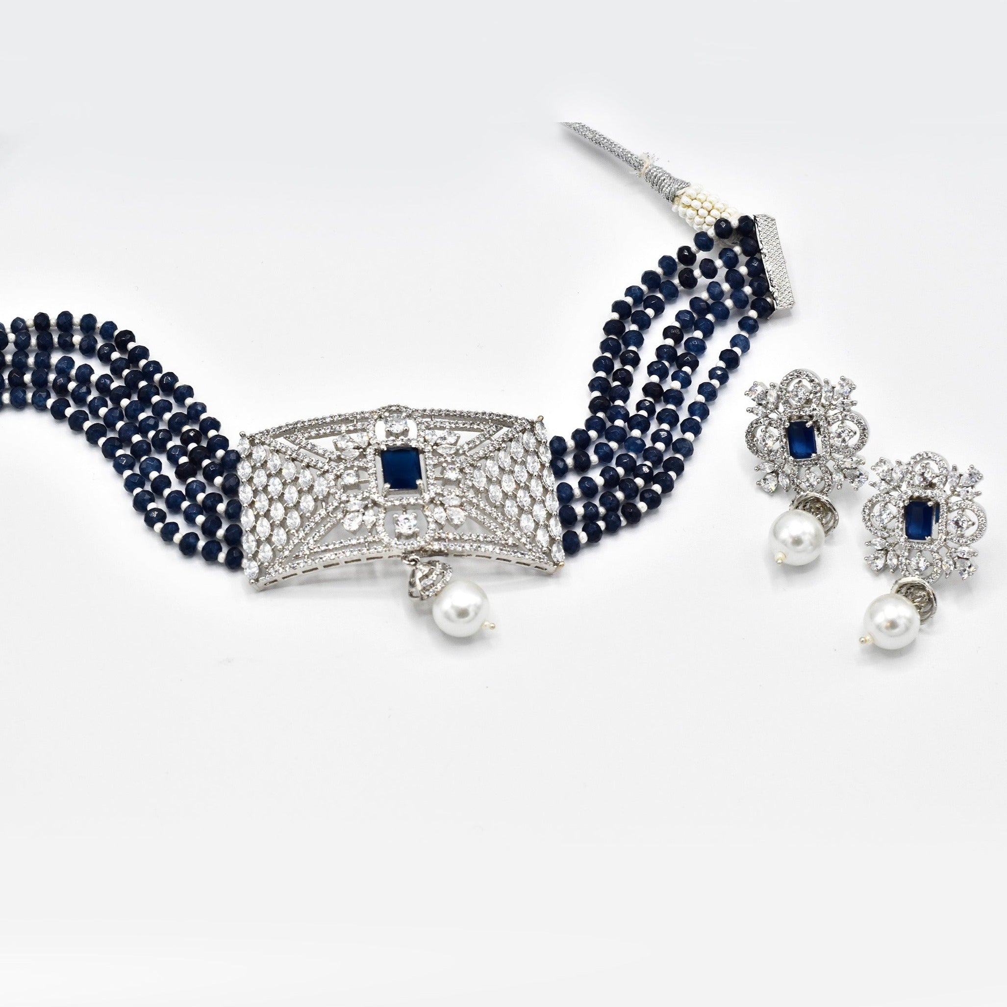 Regina American Diamond Choker Set - Navy Blue