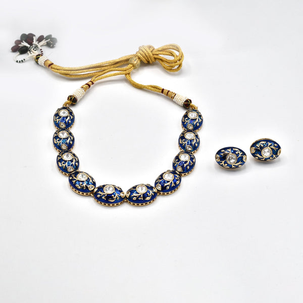 Erum Enamel Necklace Set Blue - The Pashm