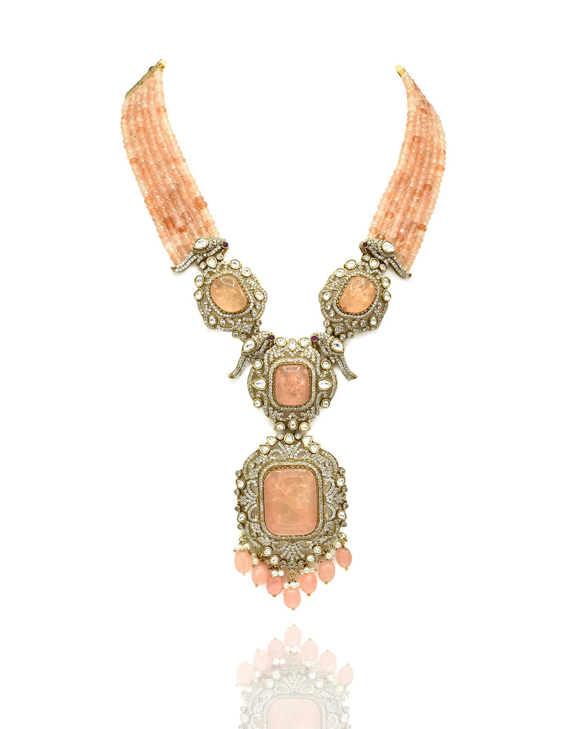Yasmina Orange Crystal Necklace Set - The Pashm