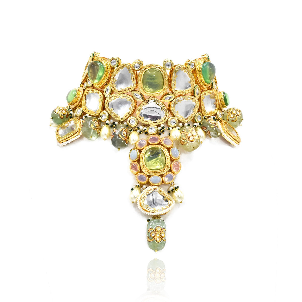 Nazneen Mint Drops Charms Kundan Choker - The Pashm