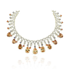 Mrinal American Diamond Champagne Drops Statement Necklace - The pashm