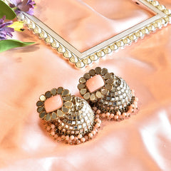 Riya Mirror Jhumka Peach - The Pashm