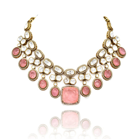 Neena Moissanite Peach Necklace Set - the Pashm