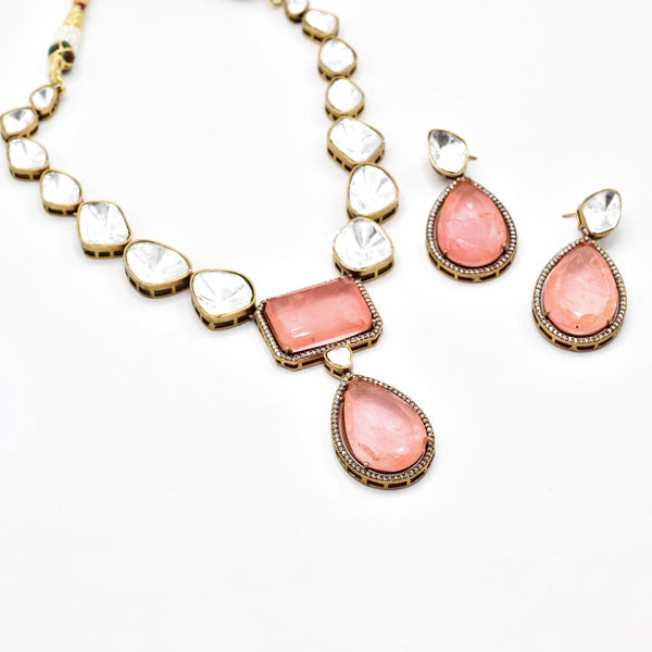 Dinah Moissanite Necklace Set Peach - the pashm