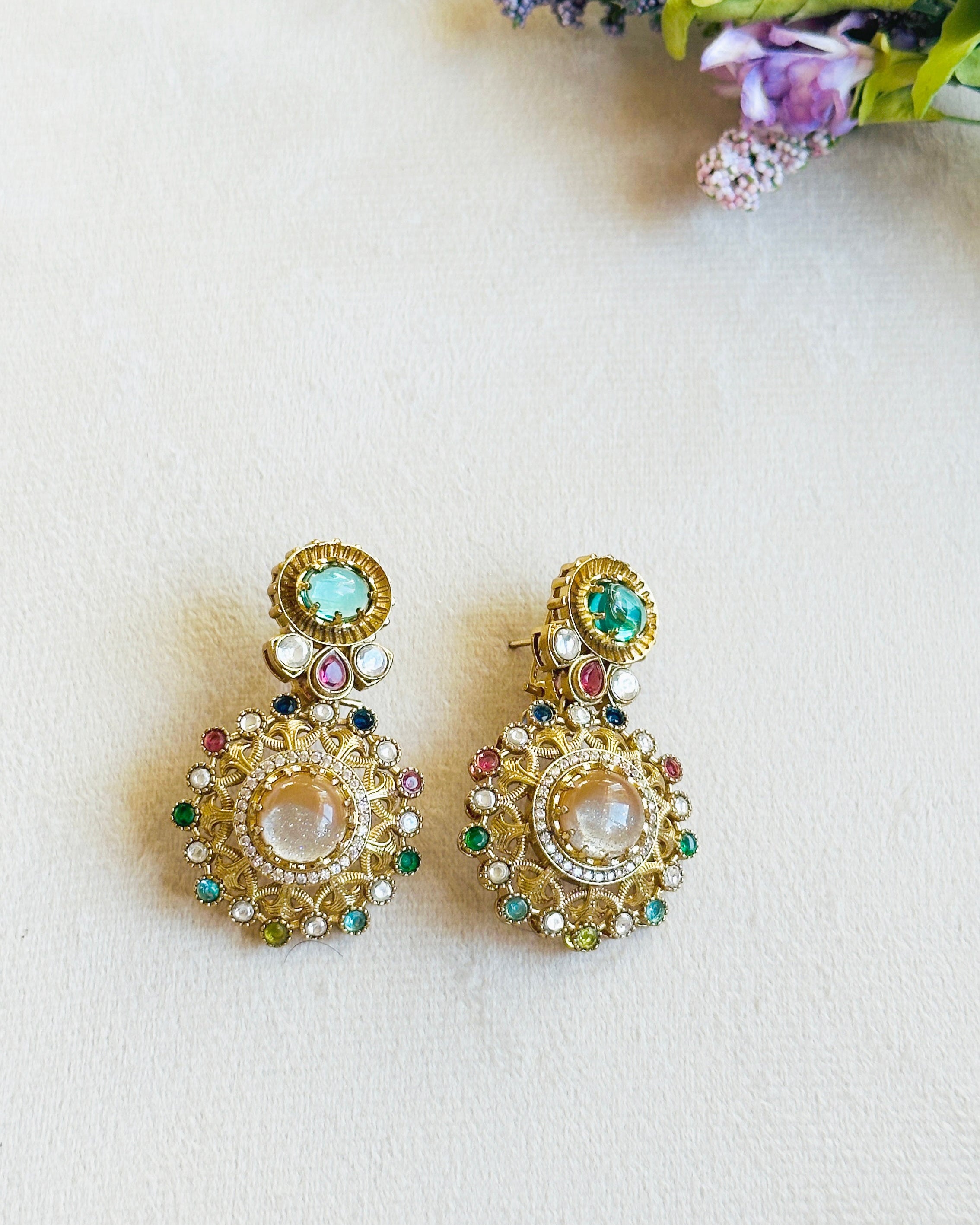 Zienna Crystal Multicolor Statement Earrings - The Pashm