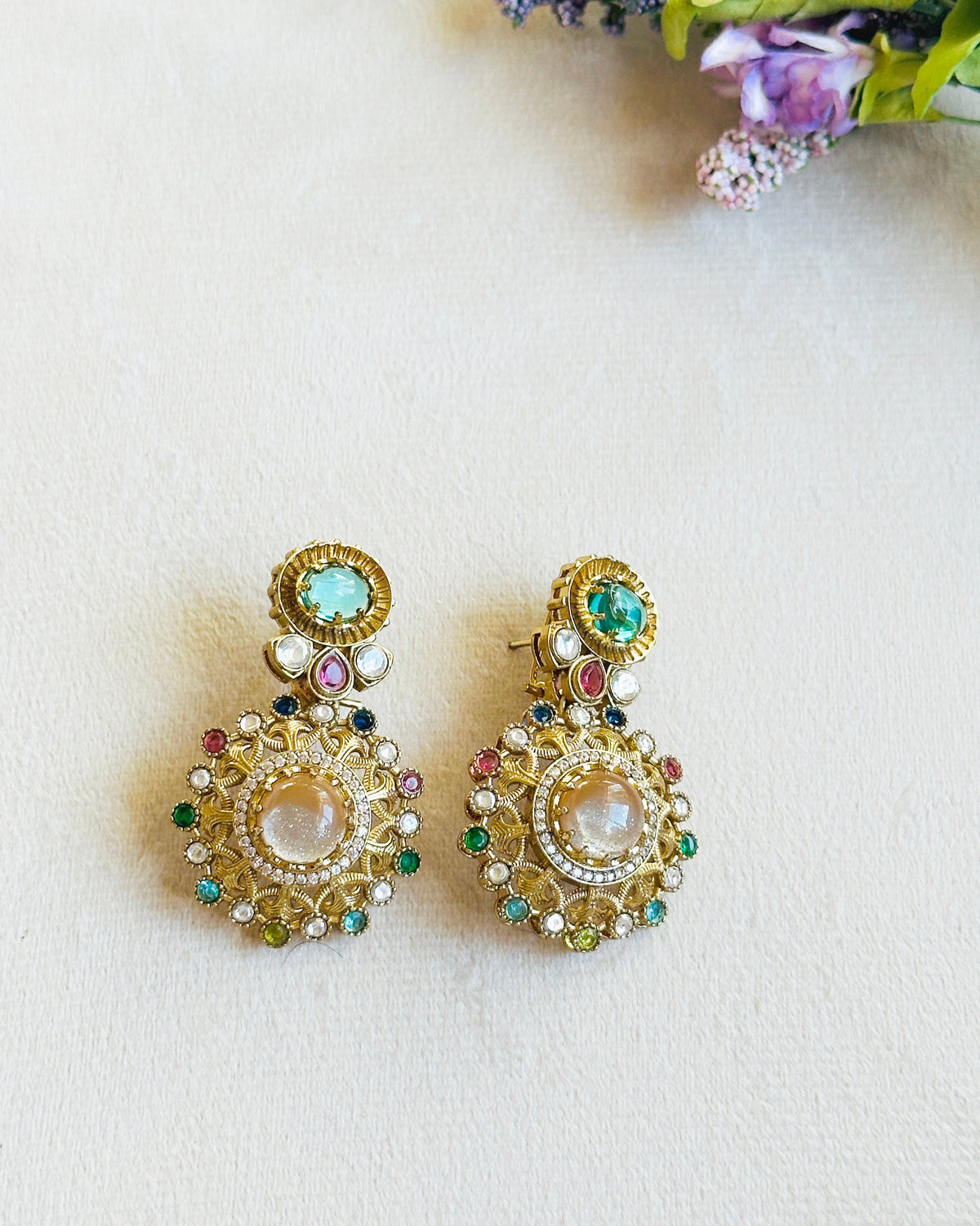 Zienna Crystal Multicolor Statement Earrings - The Pashm
