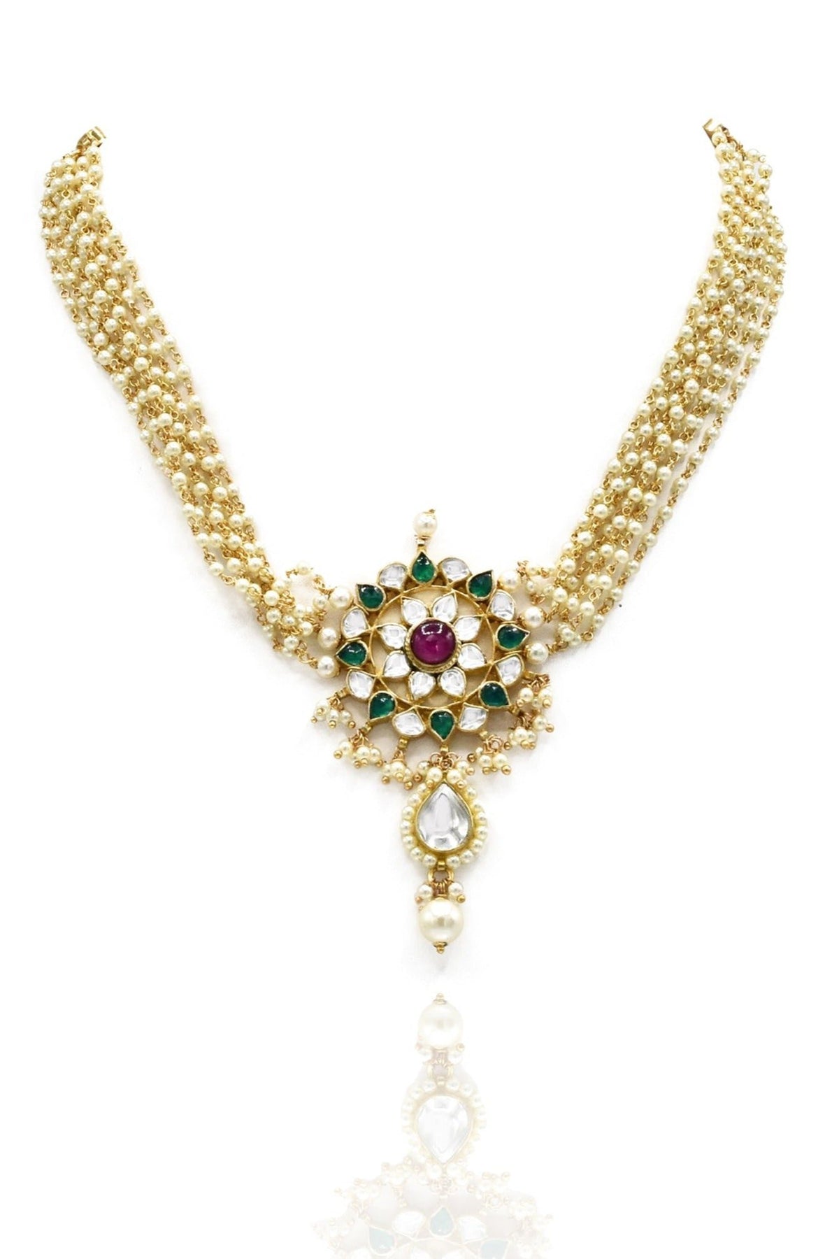 Mannara Pachi Kundan Pendant Set - The Pashm