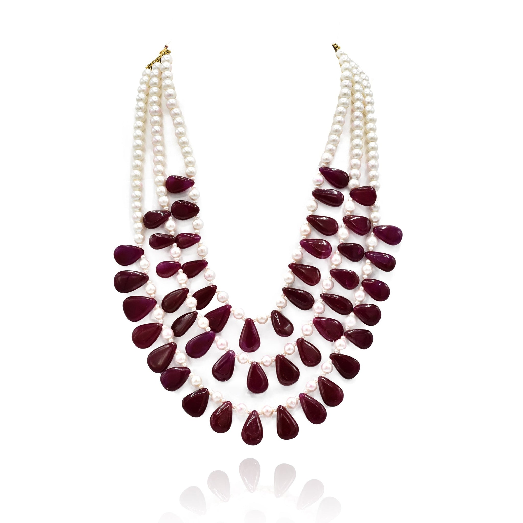 Malala Pearls Layered Necklace Red - The Pashm