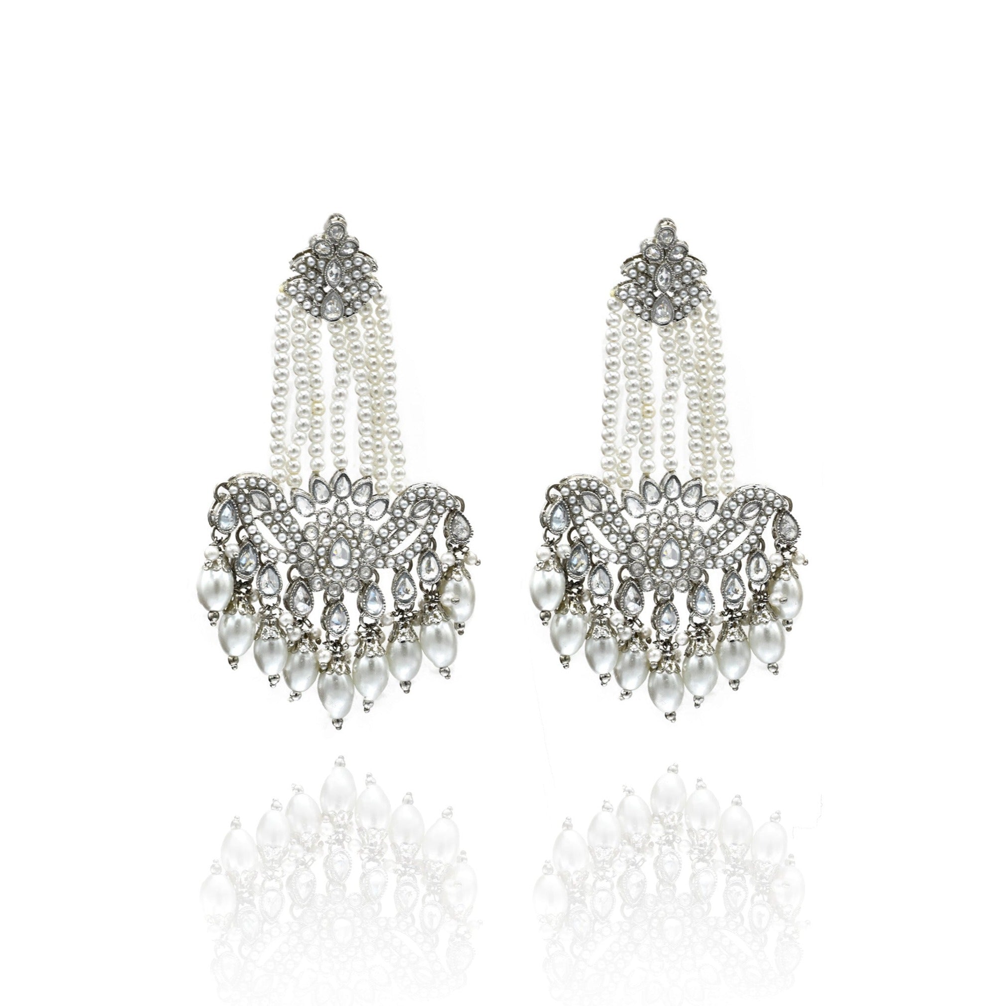 Rumayna Earrings Jarkan Silver - The Pashm