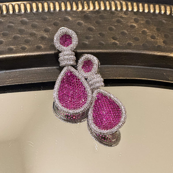 Ava American Diamond Earrings Pink - The Pashm
