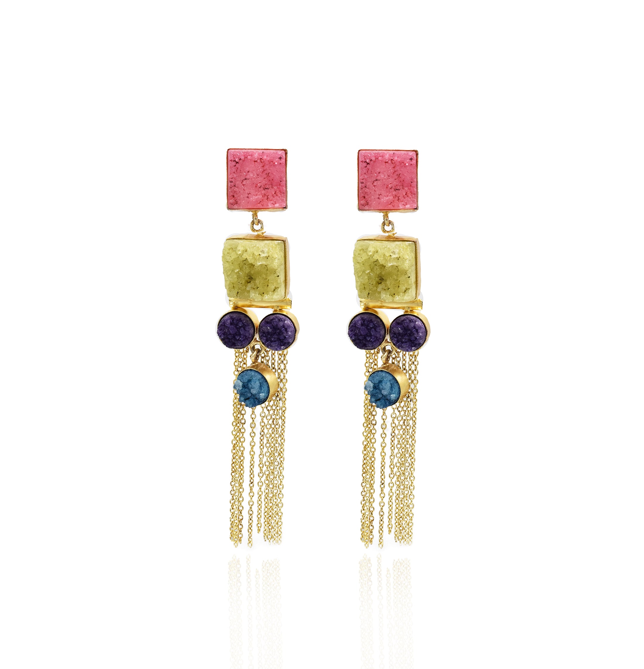 Emelia Multicolor Tassel Druzy Earrings