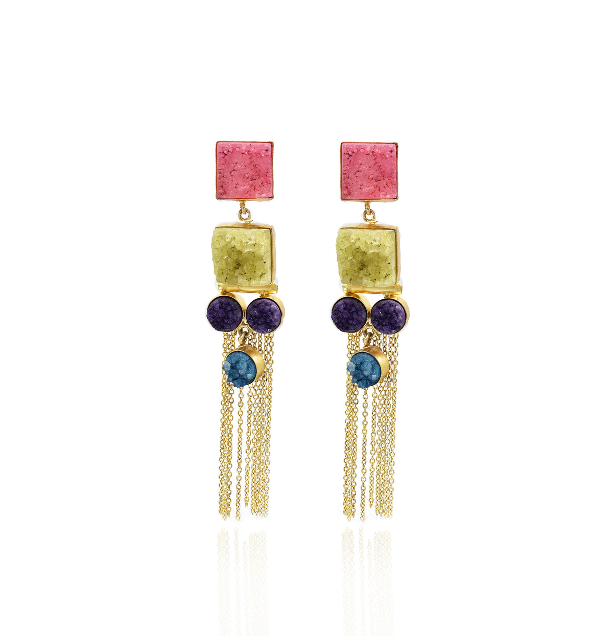 Emelia Multicolor Tassel Druzy Earrings