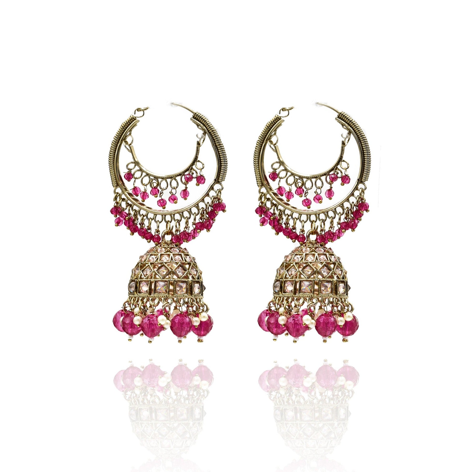 Lalita Jhumka Earrings Pink - The Pashm