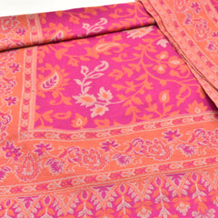 Pink Floral Kani Wool Shawl - The pashm